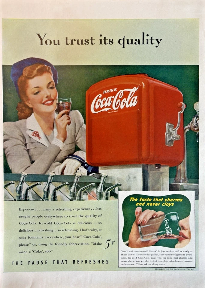 1941 Coca-Cola Vintage Print Ad – “You Trust Its Quality” Pause That Refreshes - Image 1 of 1