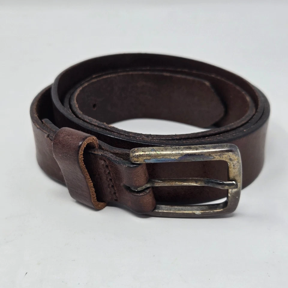 Cinto de couro marrom vintage H&M 41" de comprimento 1" de largura feito na Suécia fivela de metal - Imagem 1 de 4