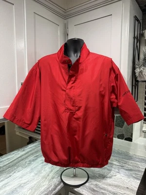 Chaqueta cortavientos DryJoys By FootJoy roja 1/4 cremallera manga corta para hombre L excelente Foto 1 de 4