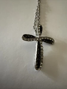 Black And White Decorative Cross Pendant Necklace - Picture 1 of 8