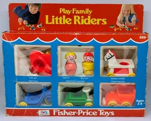 Fisher Price Little People Vintage 1970s Open Box Set Play Family Little Riders - Picture 1 of 16