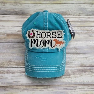 NEW Women's Distressed Horse Mom Blue Adjustable Baseball Cap AWST International - Picture 1 of 9