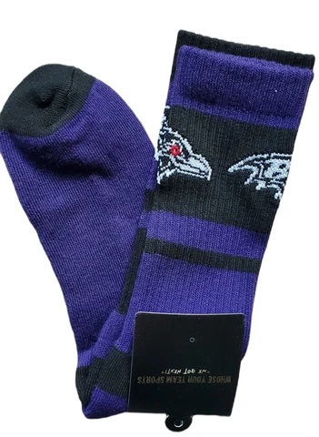 NFL Baltimore Ravens Football Crew Socks Fan Gift Size Large New with Tags Cover