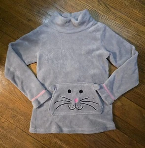 Potpourri grau Plüsch Katzengesicht Wasserfallausschnitt Hoodie - Bild 1 von 6