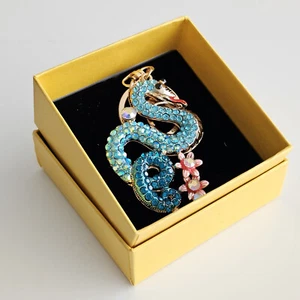 Creative Cute Blue Snake Keychain with Rhinestones Fantastic Animal Keyring - Picture 1 of 4
