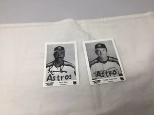 Par de fotos de béisbol astro autógrafo de Kevin Bass y Eddie Taubensee (G2) - Imagen 1 de 4