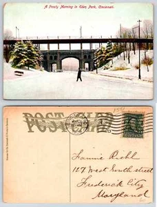 Tarjeta postal de Cincinnati Ohio EDEN PARK CUBIERTO POR NIEVE T588 - Imagen 1 de 1