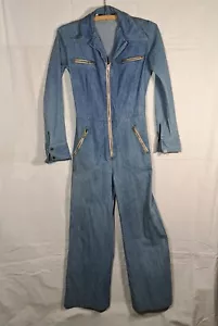 1970'S DENIM JUMPSUIT, MALE LABEL, CINCHED BACK - Picture 1 of 11