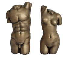 Body sculptures ancient Greek male female artifact set Bronze effect