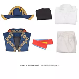 2023 Movie Napoleon Bonaparte Costume French Emperor Cosplay Blue Uniform Hat - Picture 1 of 8