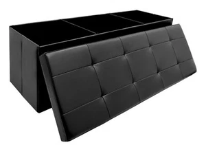 110 cm Sitzbank mit Stauraum - 120L PU-Leder Sitztruhe mit Deckel bis 250 kg - Bild 1 von 10
