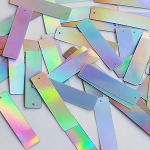 Lentejas sueltas de alta costura rectangulares ajustadas de 1,5 pulgadas lentejuelas plateadas de lentejuelas - Imagen 1 de 2