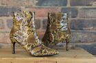 TAN MOC SNAKE SKIN FAUX LEATHER HIGH HEEL ANKLE BOOTS SIZE 6 / 39 H & M USED
