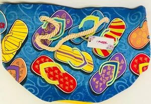 Canvas Beach Tote Bag Flip Flops Rope Handle Frisky Accessories Multi Color - Picture 1 of 10