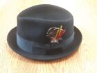 Old Vintage Champ Kasmir Fedora Hat Size 7 3/8 Black w/ Black trim, Feathers