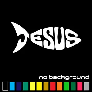 Jesus Fish Sticker Vinyl Decal - Christian Religion Cross God Wall Car Window - Picture 1 of 17