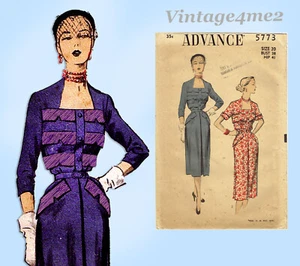 Advance 5773: 1950s Uncut Misses Dress Size 38 Bust Vintage Sewing Pattern - Picture 1 of 5