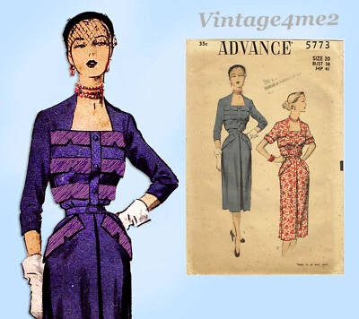 Advance 5773: 1950s Uncut Misses Dress Size 38 Bust Vintage Sewing Pattern - Image 1 of 4
