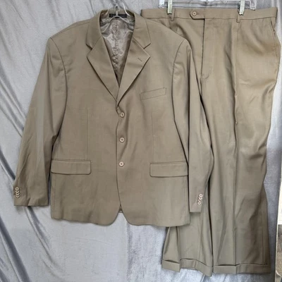 Traje Imani Uomo Para Hombre Beige 2 Piezas 3 Botones Blazer Pantalones Puños Super 130's Foto 1 de 4
