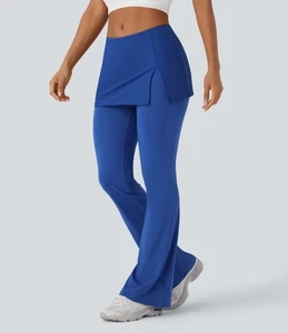 Halara Mid Rise 2-in-1 Cool Touch Yoga Bootcut Pants Beaucoup Blue Size Medium - Picture 1 of 7