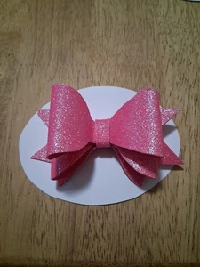 Girl's Classic Glitter pink Hair Bow 3.5 Inch Metal Hair Clip New - Picture 1 of 2