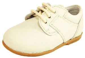 DE OSU/FARO -Spain -Baby Boys Ivory Leather Dress Shoes - European 20 -US Sz 4.5 - Picture 1 of 5