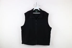 Vintage Woolrich Mens XL Spell Out Script Full Zip Fleece Vest Jacket Black - Picture 1 of 14