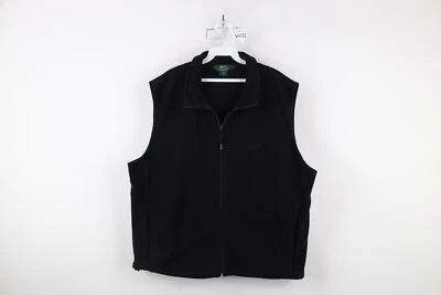 Vintage Woolrich Mens XL Spell Out Script Full Zip Fleece Vest Jacket Black - Image 1 of 4