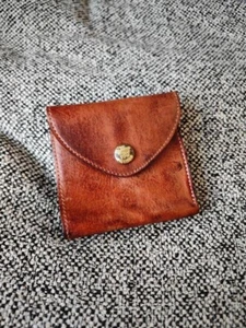 RRL RALPH LAUREN Hombre Marrón Cuero Doble Pliegue Cartera Marrón Sólido Simple NUEVO - Imagen 1 de 5