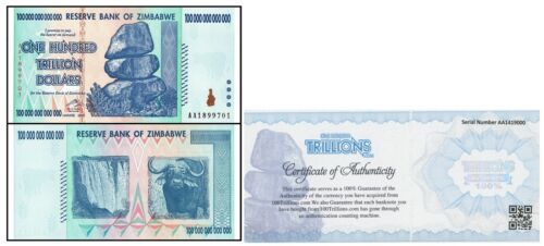 Zimbabwe 100 Trillion Banknote 1 Note Aa/2008, P-91 Unc Authenticity Guaranteed!