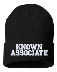 KNOWN ASSOCIATE Embroidered Cuffed Beanie Hat, Embroidered Gift, Winter Hat - Picture 1 of 10