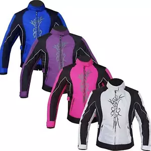 Warrior Gears Women's Graphic Embroidery 600D Cordura Textile Motorcycle Jacket - Picture 1 of 21