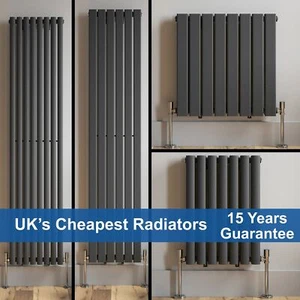 Anthracite Designer Radiator Vertical Horizontal Flat Panel Oval Column Rads - Picture 1 of 535