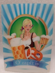 Cartolina lenticolare 3D birra bionda ragazza di Schoening Verlag, nuova - Foto 1 di 1