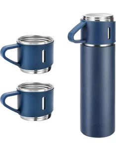 Thermos Coffee Travel Mug Stainless Steel Vacuum Flask Double Layer Gift Set - Picture 1 of 6