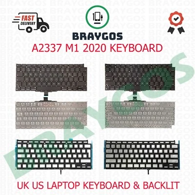 BRAYGOS Für Apple Macbook Air Retina 13 A2337 M1 EMC3598 UK US Laptop Tastatur & Hintergrundbeleuchtung