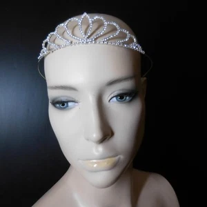 Headband Crown Queen Metal Silver Color Diamond Costume Party N8273 - Picture 1 of 12