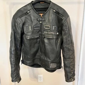 Chaqueta de moto de cuero blindado ICON M Motorhead Asphalt Technologies para hombre - Imagen 1 de 14