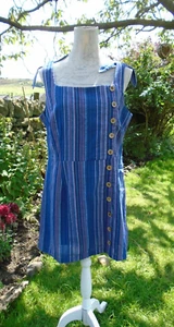Joe Browns Blue Pink Stripe Button Lined Short Summer Shirt Dress UK 14 - Picture 1 of 10