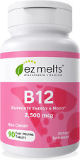 EZ Melts Dissolvable B12 Vitamin 2,500 mcg, Methylcobalamin, Sugar-Free, 3-Month