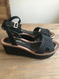 Kensie Women's Black Genuine Suede Platform Sandals Shoes Size 8 - Picture 1 of 8