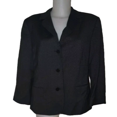Lafayette 148 Sz 14 Women's Black Gray Geometric Wool Blend Career Coat Blazer - Image 1 of 4