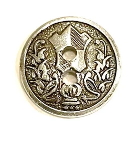6pcs Silver Round Metal 2 Hole Buttons 18mm Calligraphic Floral Coat Of Arms - Picture 1 of 4