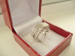 14k White Gold Princess-cut & Round Diamond Engagement Bridal Set Wedding Ring - Picture 1 of 5