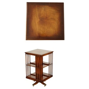 BEVAN FUNNEL REVOLVING BOOKCASE END TABLE RAISED ON BRASS CASTORS - Picture 1 of 17