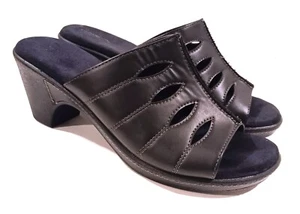 Croft & Barrow Aliana Slide Open Toe Slip On Heel Sandal, black 9.5 M vegan - Picture 1 of 7