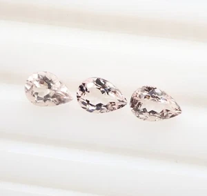 Pietra Preziosa Morganite Naturale, 3 Pezzi 3,50 Ct 8,5x6 mm, Pietra Taglio Pera, Morganite - Foto 1 di 7