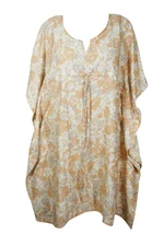 Women's Floral Loose Kaftan Dress Kimono Sleeves Housedress Resort Wear Dresses