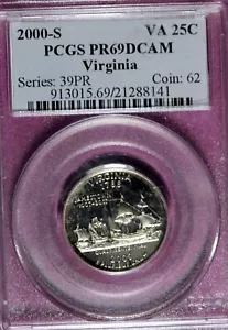 2000 - S PCGS PR69DCAM VIRGINIA STATE QUARTER!! #B47732 - Picture 1 of 2