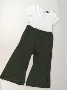 My Michelle White Bodice and Green Jumpsuit Size M Wide Leg Romper Kid's Youth - Picture 1 of 5